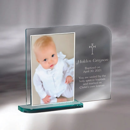 Engraved Glass Picture Frame with Mid Century Modern Design