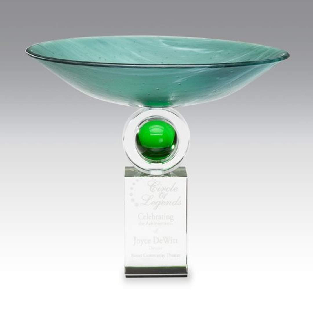 Art Glass Pedestal Bowl with Sphere Accent ~ Cedric