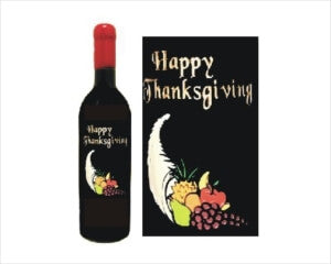 Engraved Wine Bottles - Thanksgiving Design - Personalized Engraved Gifts