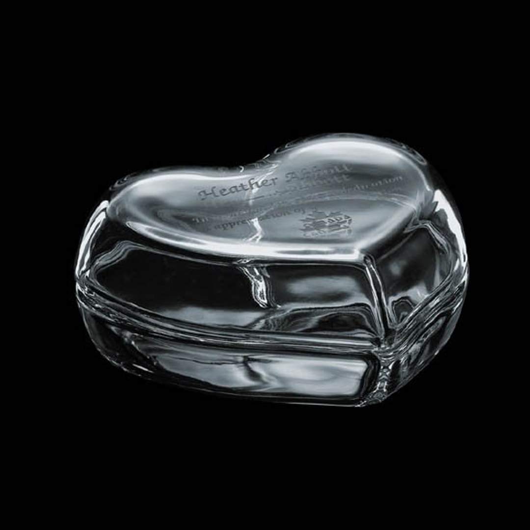 Engraved Heart Shaped Glass Candy Dish ~ Wyckoff - Personalized Engraved Gifts