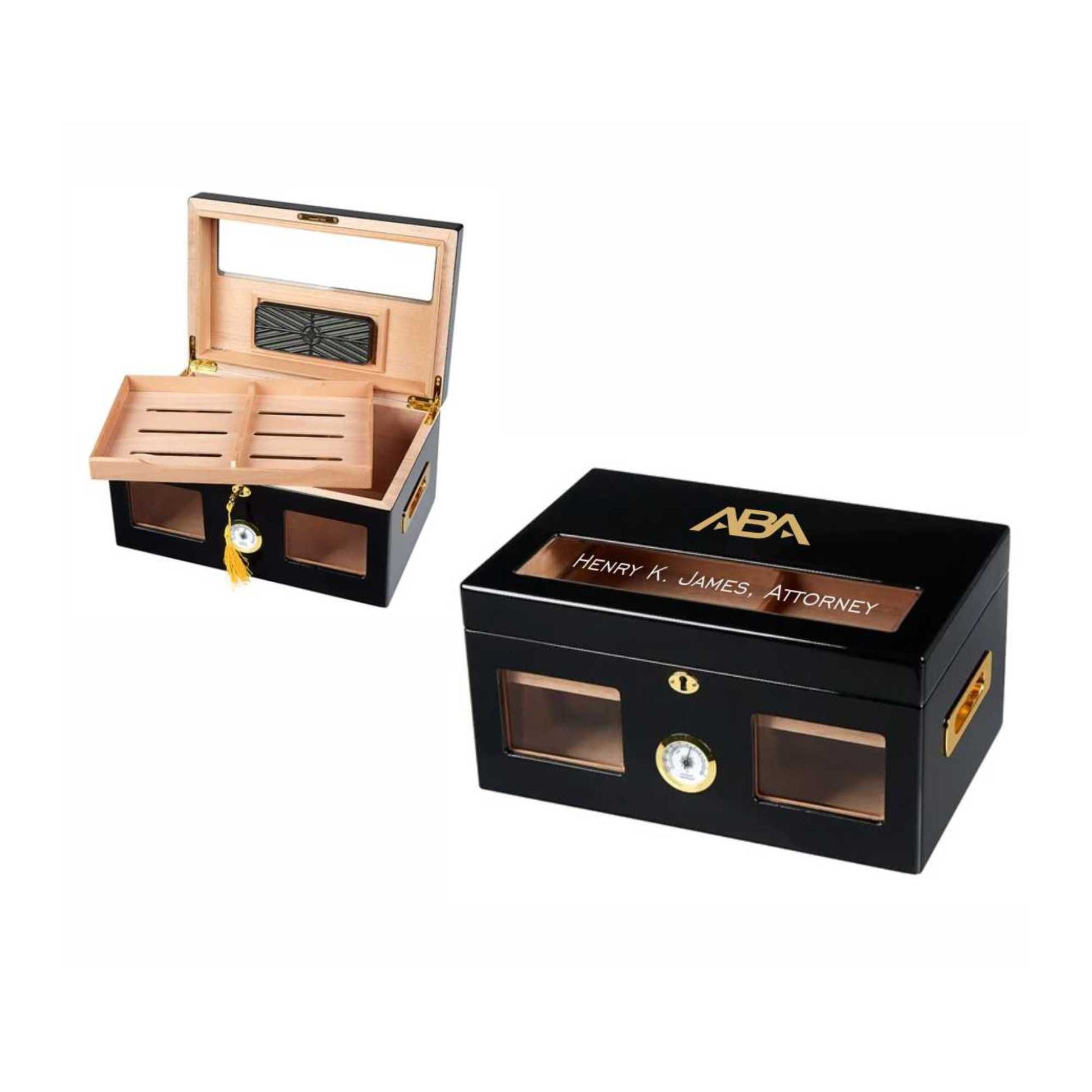 personalized humidor with glass top