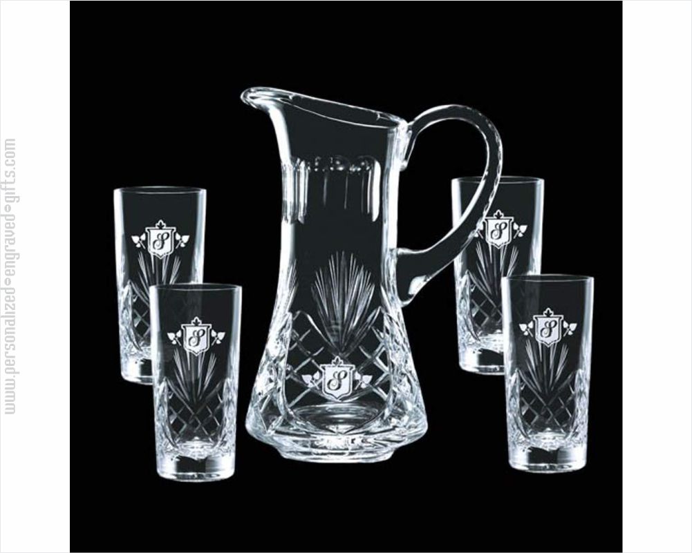 Engraved Lead Crystal Pitcher with Crosshatch Design ~ Hunter - Personalized Engraved Gifts