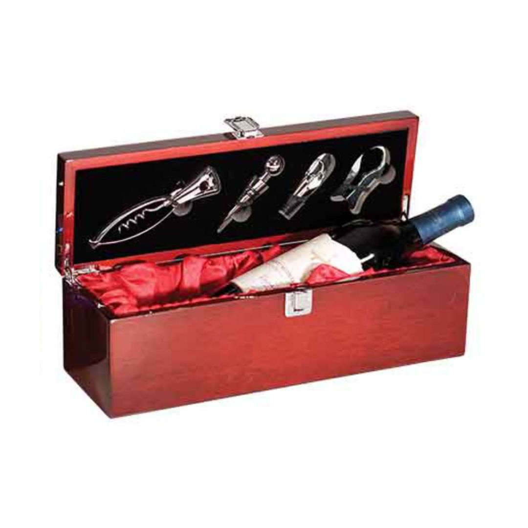 Engraved Wine Gift Box with Tools - High Gloss Piano Finished Wood - Personalized Engraved Gifts