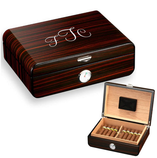 Luxury Finished Contemporary Styled Desktop Humidor, the Motif - Personalized Engraved Gifts