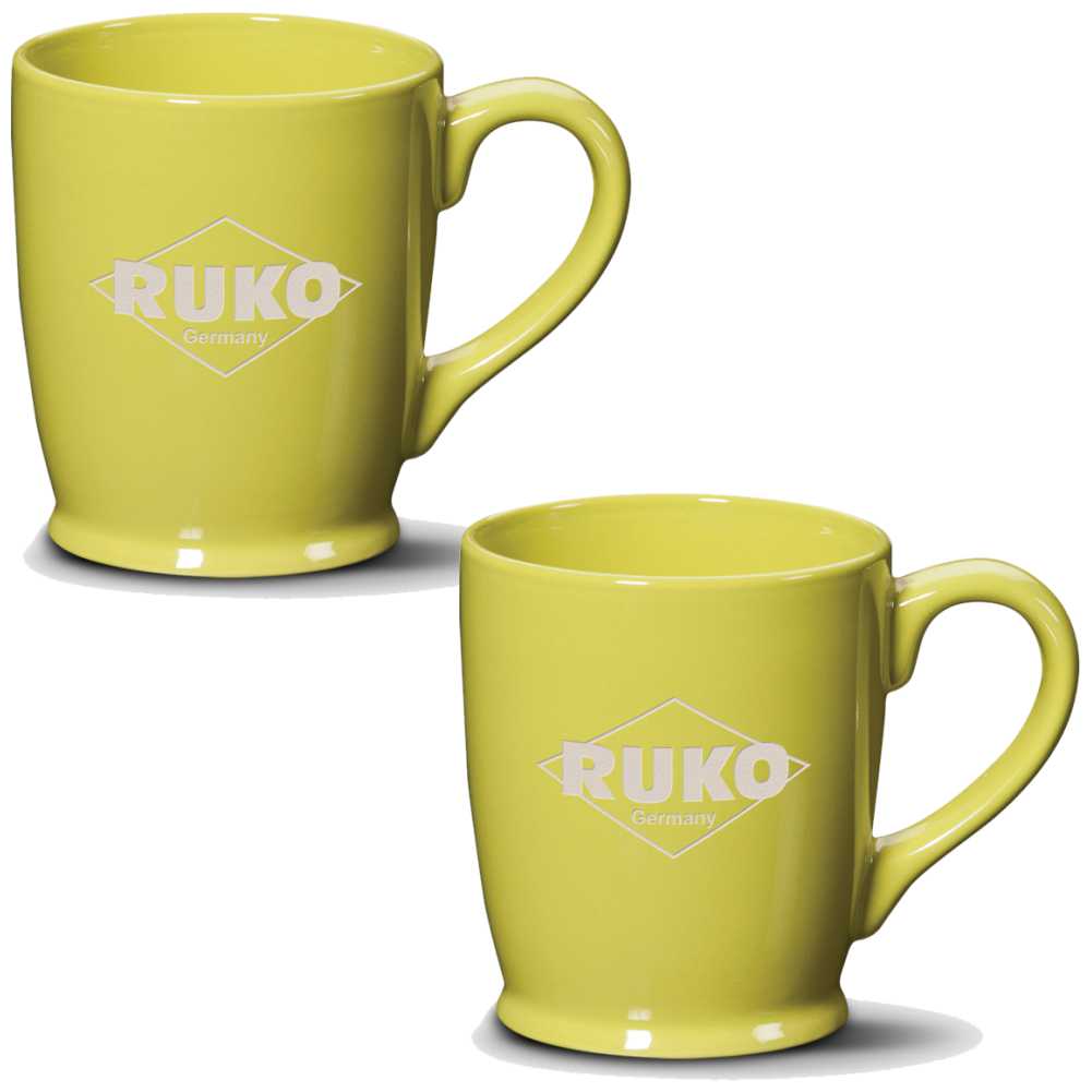 Colorful Ceramic Coffee Mugs with Sculpted Handle Set of 2 ~ Excelsa - Personalized Engraved Gifts