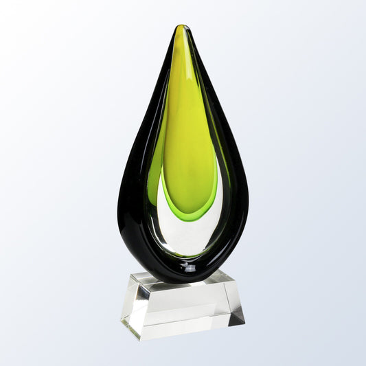 lime green award on clear base