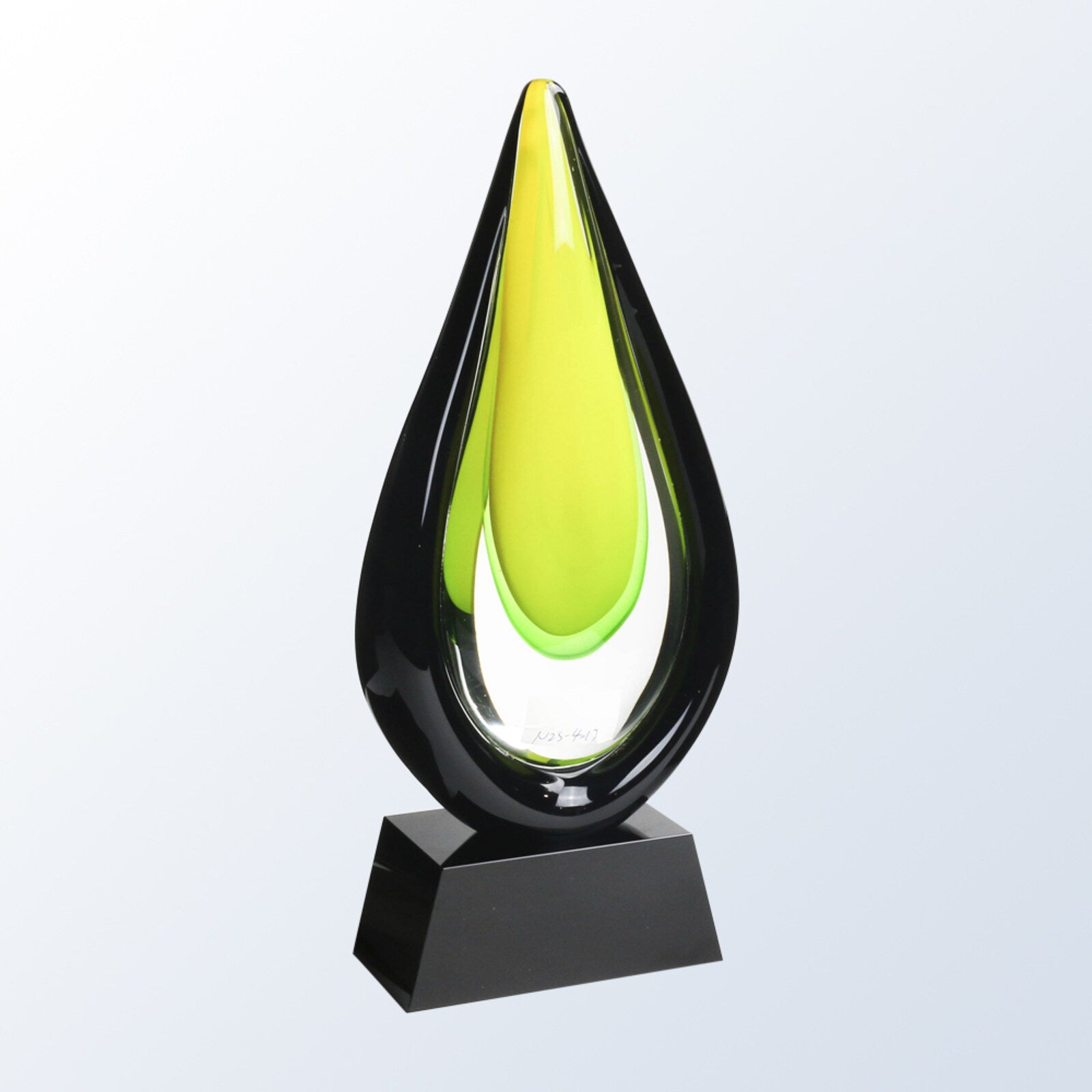 lime green flame artglass black base