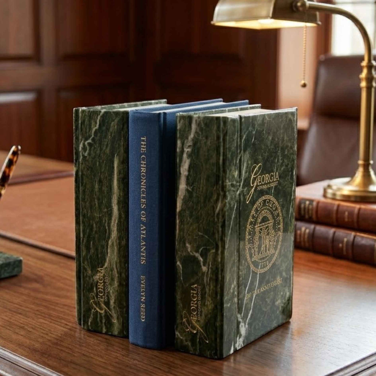 Engraved Marble Book-Shaped Bookends ~ Mason