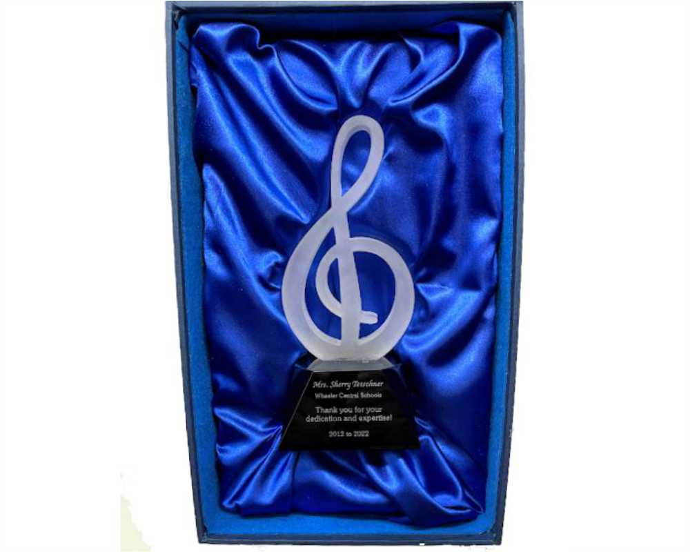 Engraved Treble Clef Music Award on Black Base - Personalized Engraved Gifts