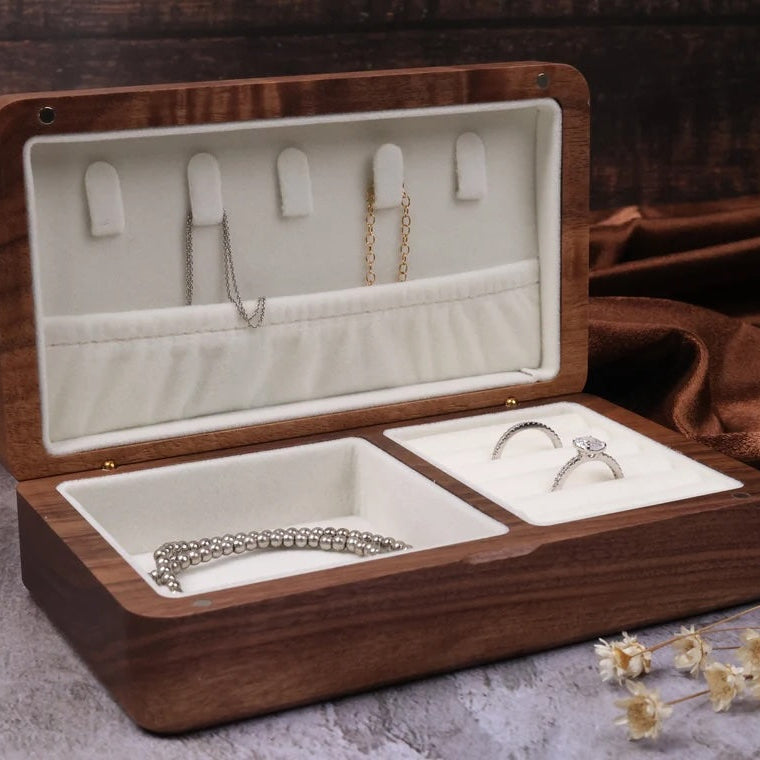 inside of wooden jewelry box