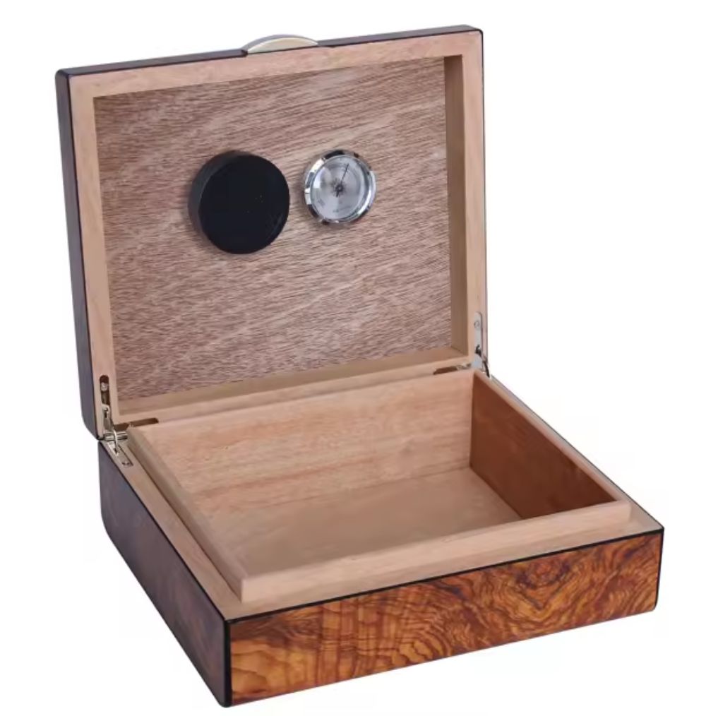 Laser Engraved Walnut and Oak Finished Wooden Humidor Drew - Personalized Engraved Gifts