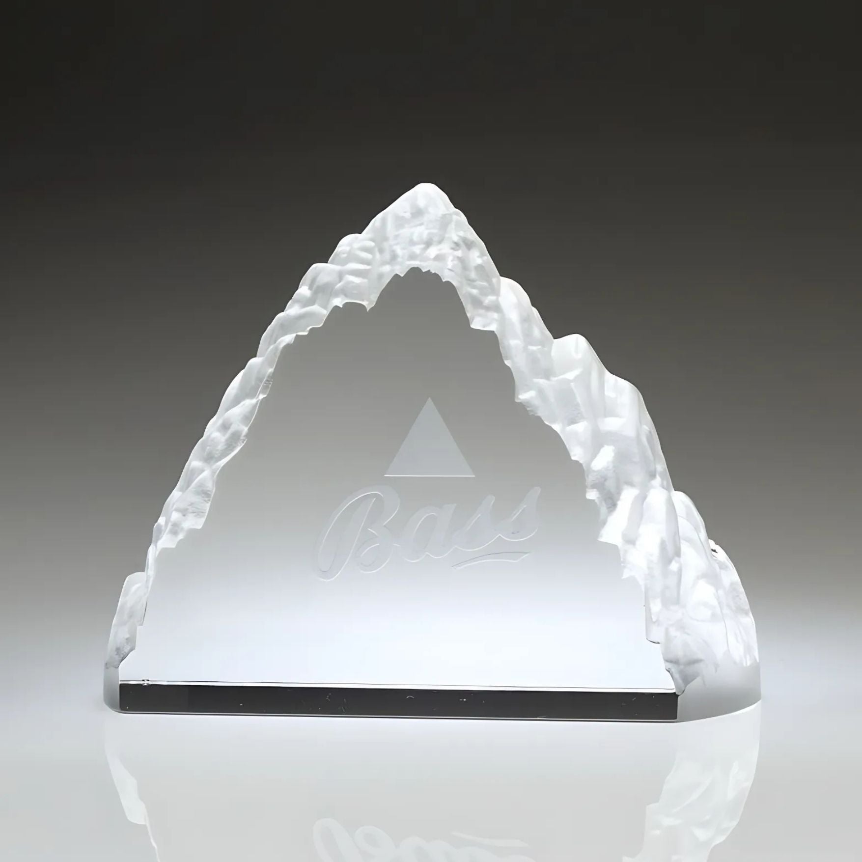 crystal mount everest award engraved with logo
