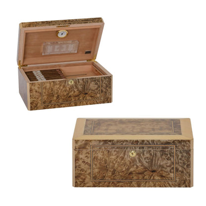 Custom Engraved Humidor With Decorative Inlay ~ Santos - Personalized Engraved Gifts