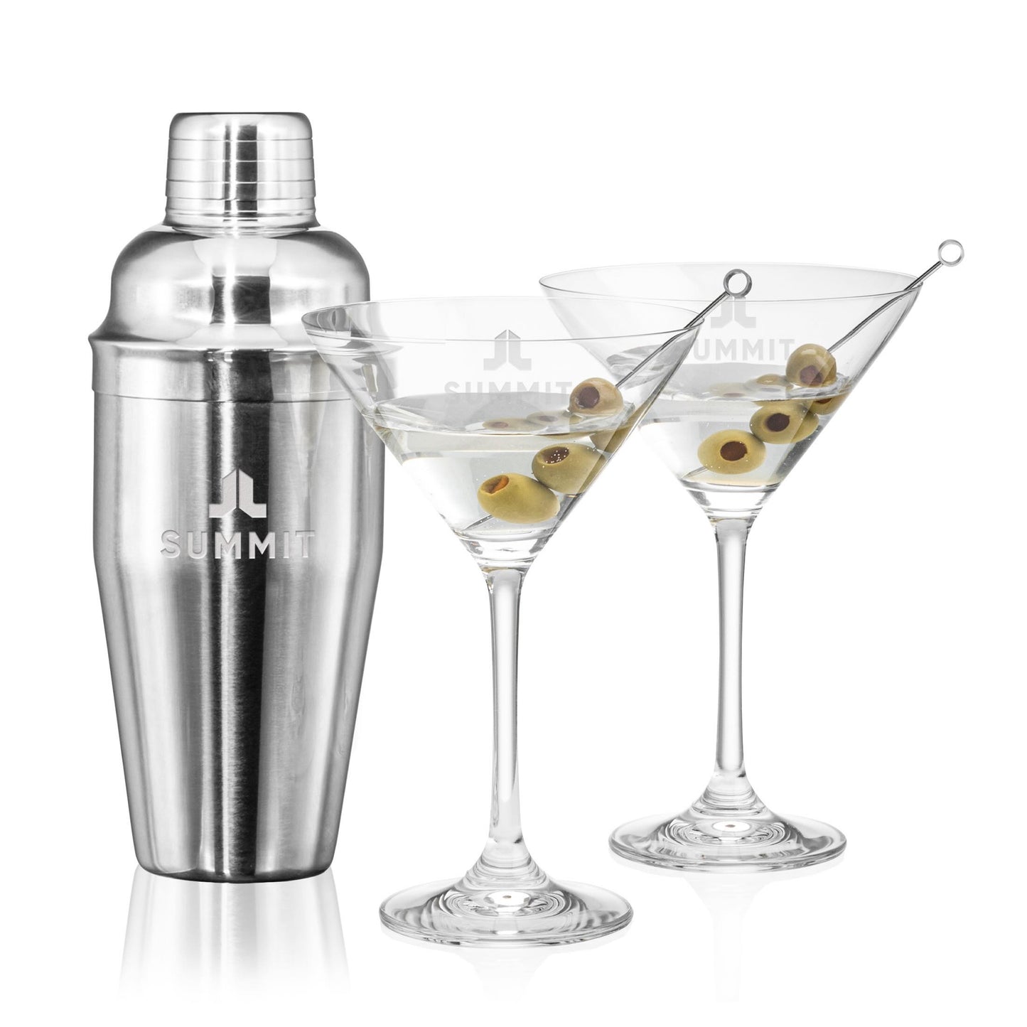 Customized Sombrero Cocktail Shaker Set with 2 Classic Stemmed Glasses