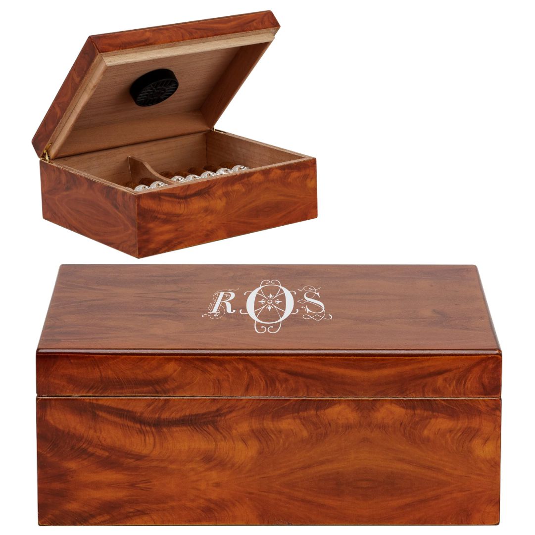 Personalized Cherry Finish Humidor Rocky - Personalized Engraved Gifts