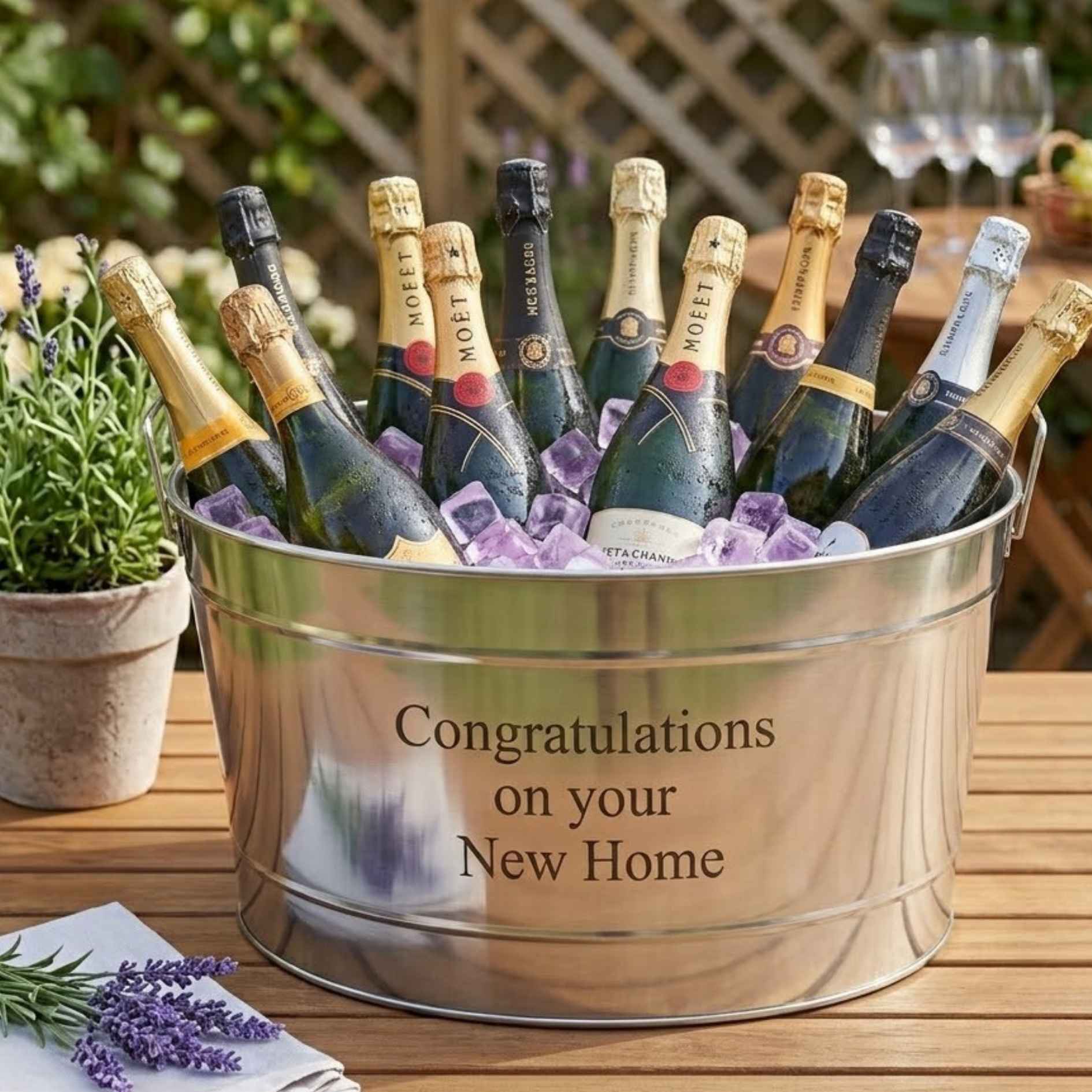 engraved stainless steel large tub