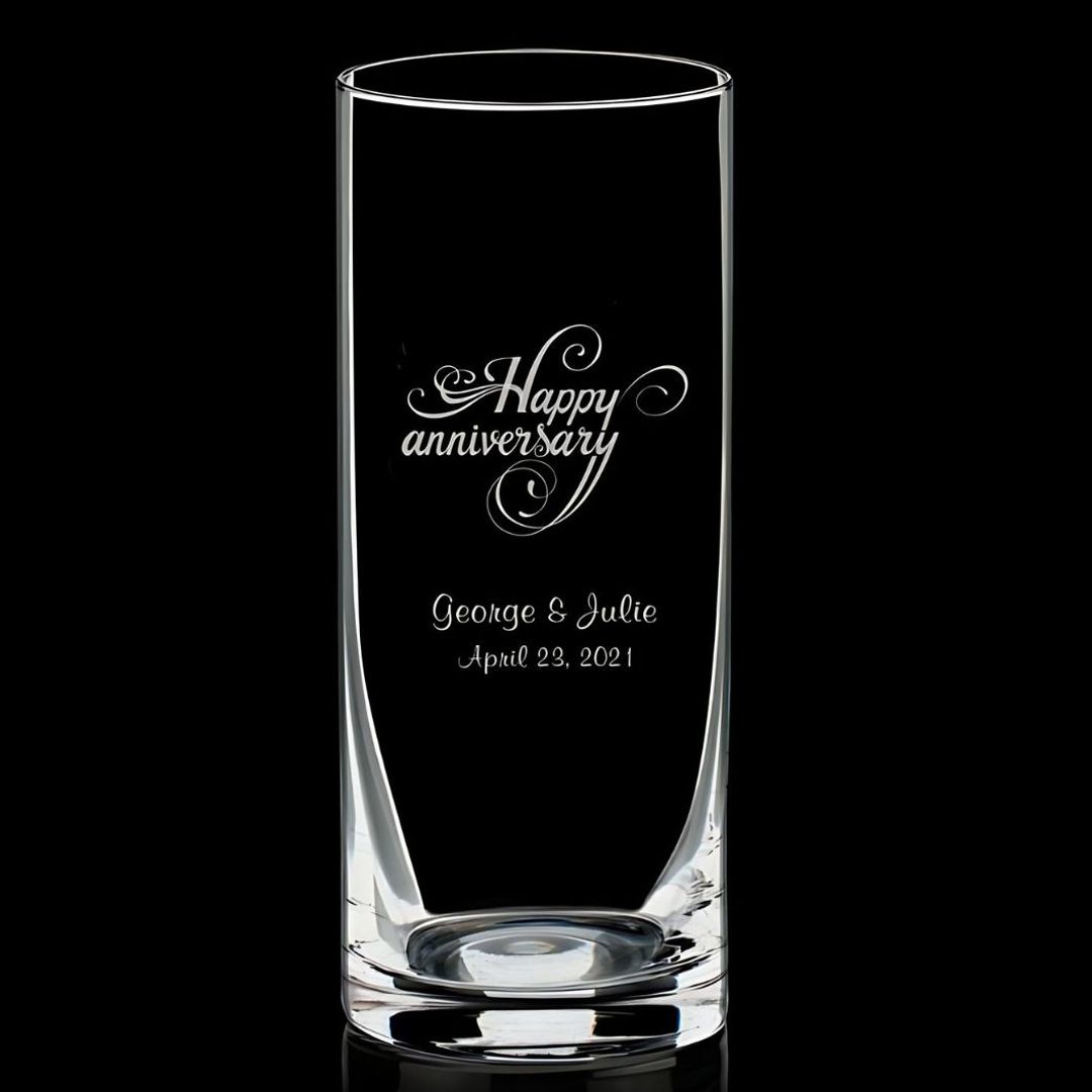 Personalized Straight Sided 12 inch Glass Anniversary Vase ~ The Shelby - Personalized Engraved Gifts