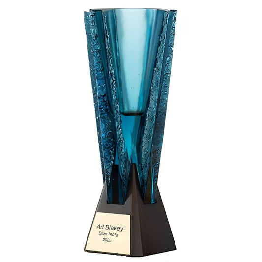 Teal Blue Liuli Crystal Vase with Engravable Base