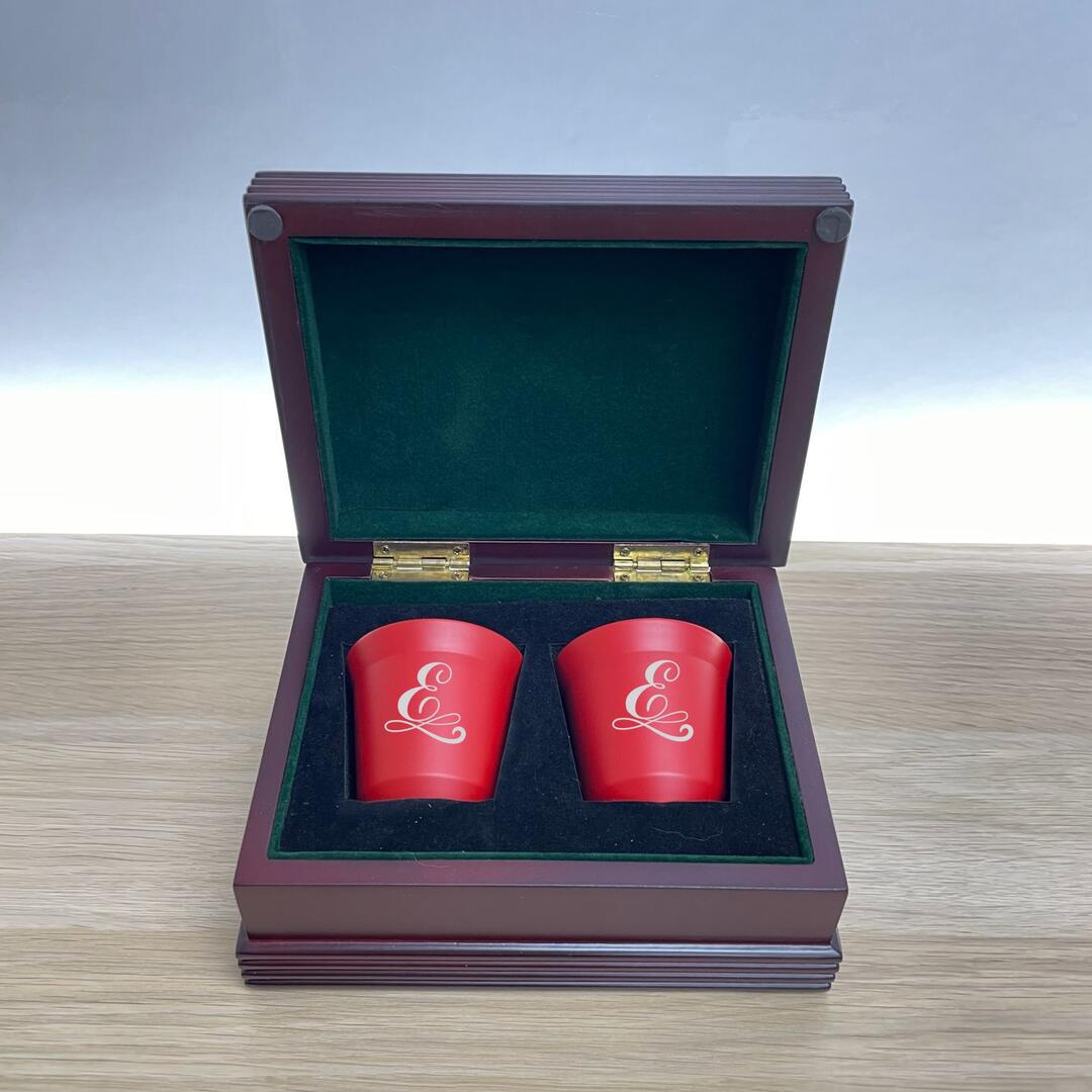 Red Enamel Stainless Steel Espresso Cup Set of 2 ~ Ristretto - Personalized Engraved Gifts