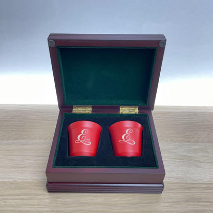 Red Enamel Stainless Steel Espresso Cup Set of 2 ~ Ristretto - Personalized Engraved Gifts