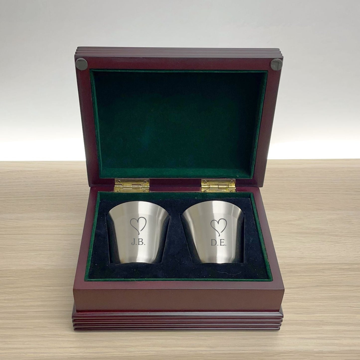 Gift-Ready Chic Stainless Steel Espresso Cup Sets Set of 2 ~ Lungo - Personalized Engraved Gifts