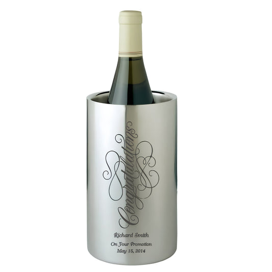 Enfriador de vino de acero inoxidable con lados rectos y grabado personalizado Vlad