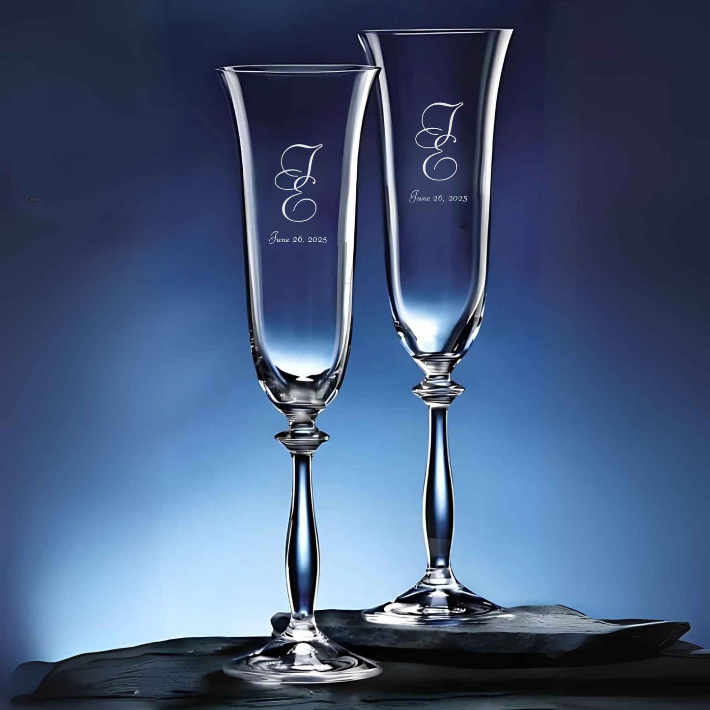 engraved crystal wine champagne flutes
