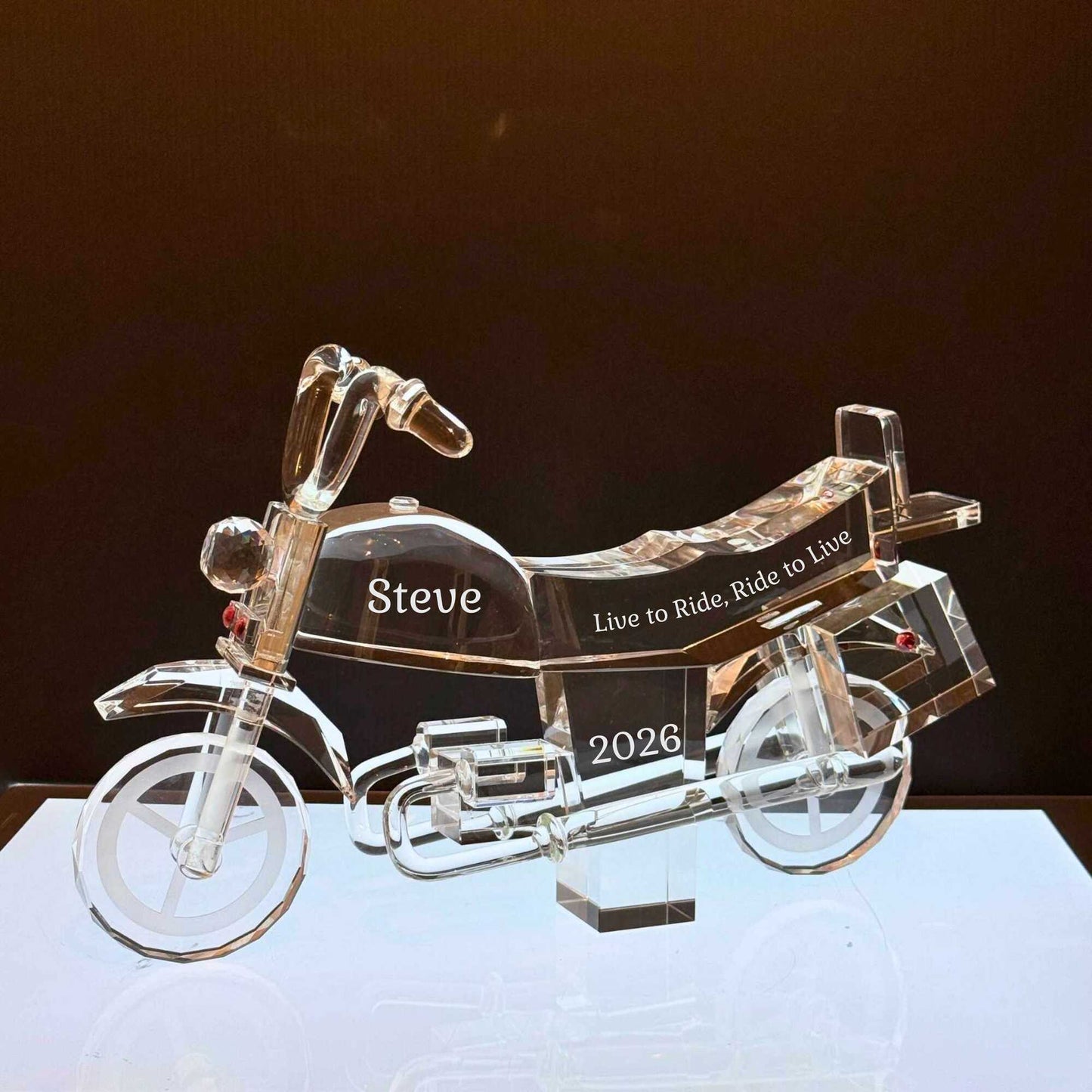 Figurine de récompense de moto en cristal gravé