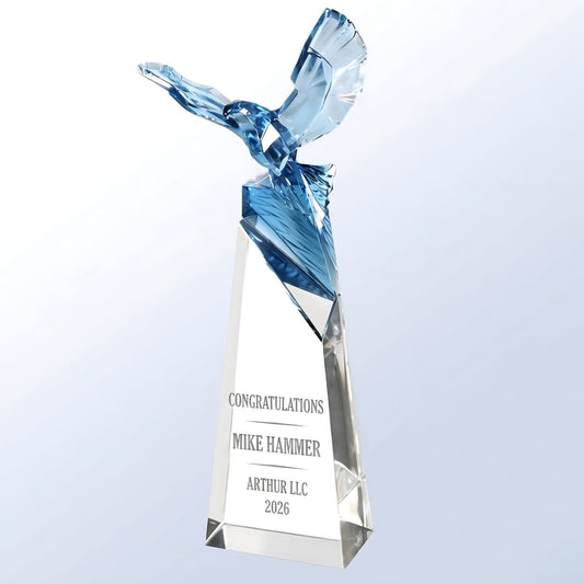 Engraved Starfire Award -  Pate De Verre Triumphant Eagle
