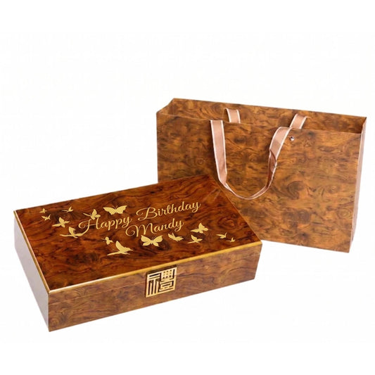 Caja de té de madera grabada con 10 compartimentos ~ Earl Grey