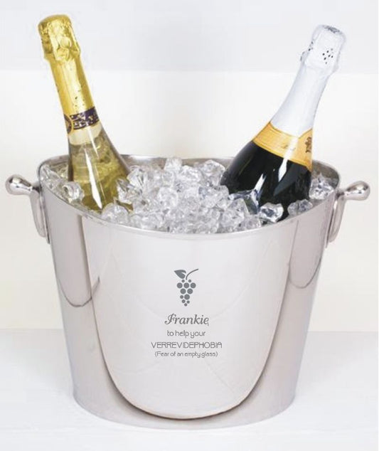 Oval Stainless Steel Champagne Cooler Custom Engraved ~ Larchmont - Personalized Engraved Gifts