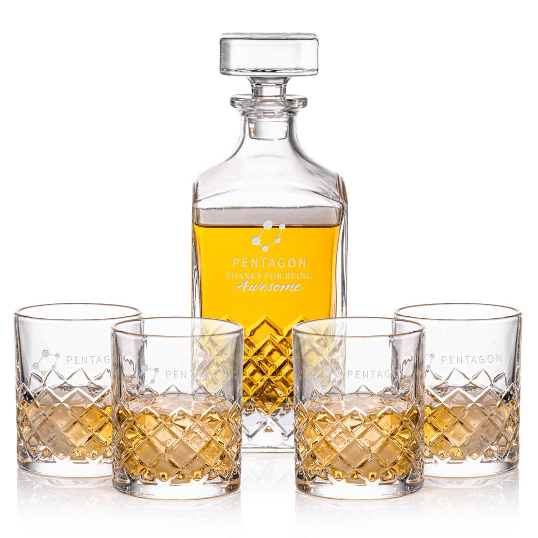 Engraver's Choice Crystal Decanter Set ~ The Singular - Personalized Engraved Gifts