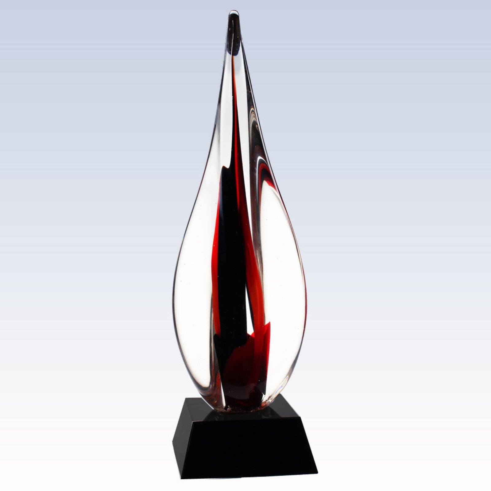 Red and Black Art Glass Award on Black Base