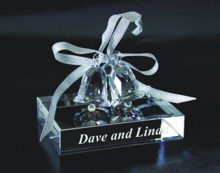 Personalized Crystal Wedding Bell Set - Personalized Engraved Gifts