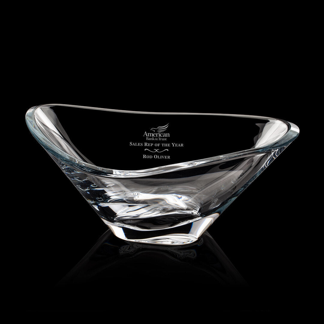 Slanted Engraved Non Lead Crystal Bowl ~ Cosmopolitan - Personalized Engraved Gifts