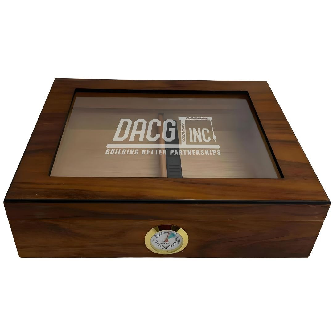 Humidor with Engravable Glass Top ~ Matte Finish Seco - Personalized Engraved Gifts