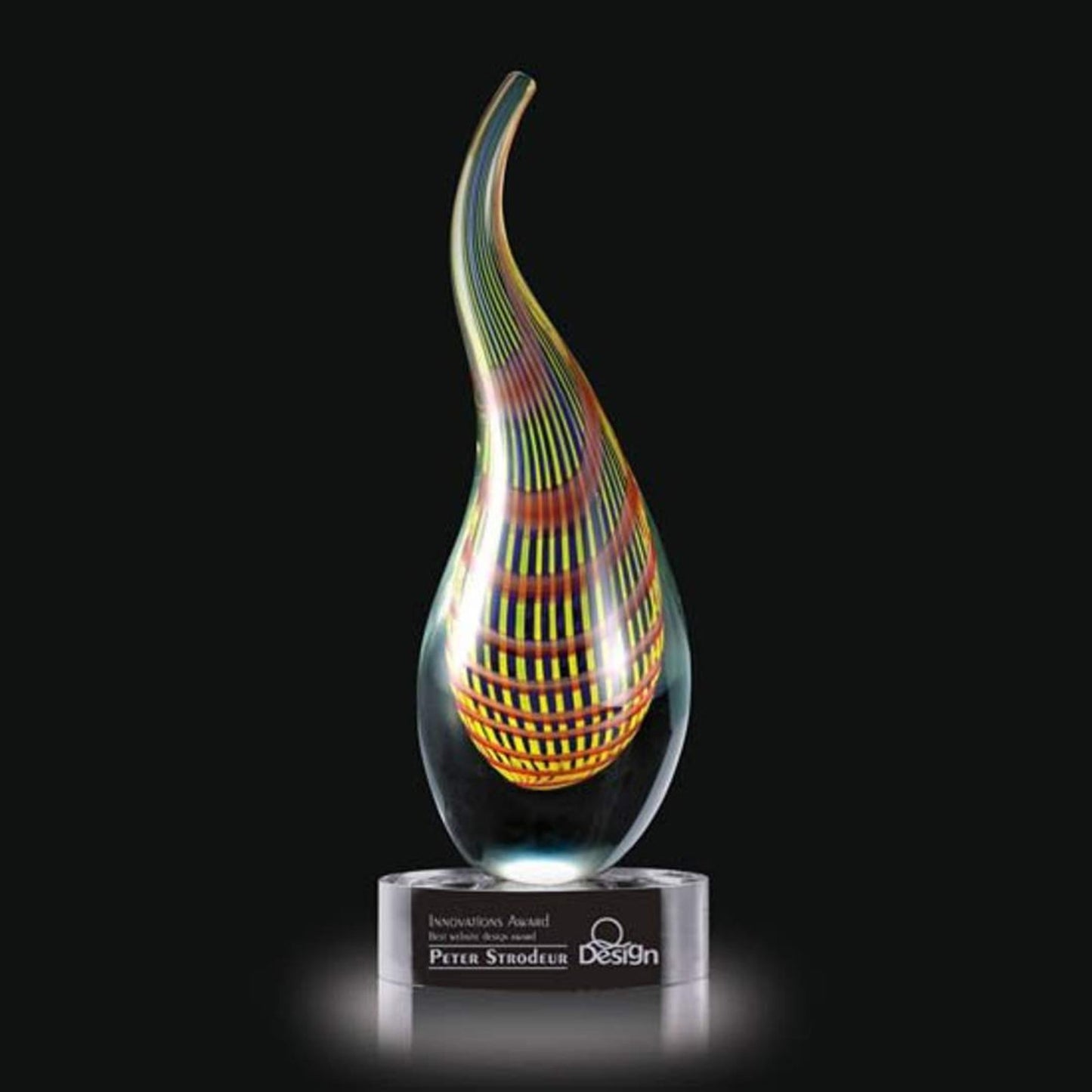 Stunning Art Glass Geometric Flame Award ~ Sovran