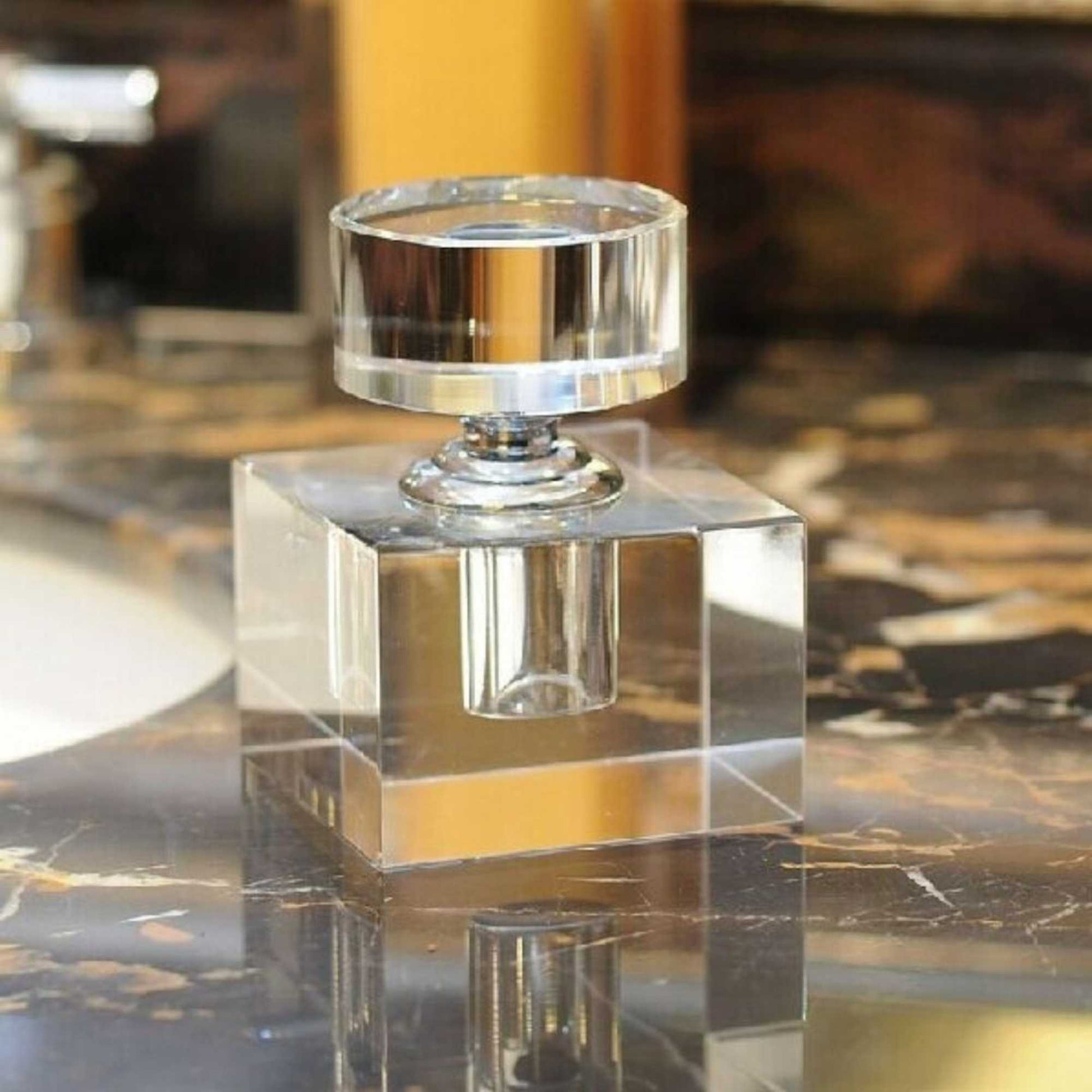 Clear glass perfume bottle