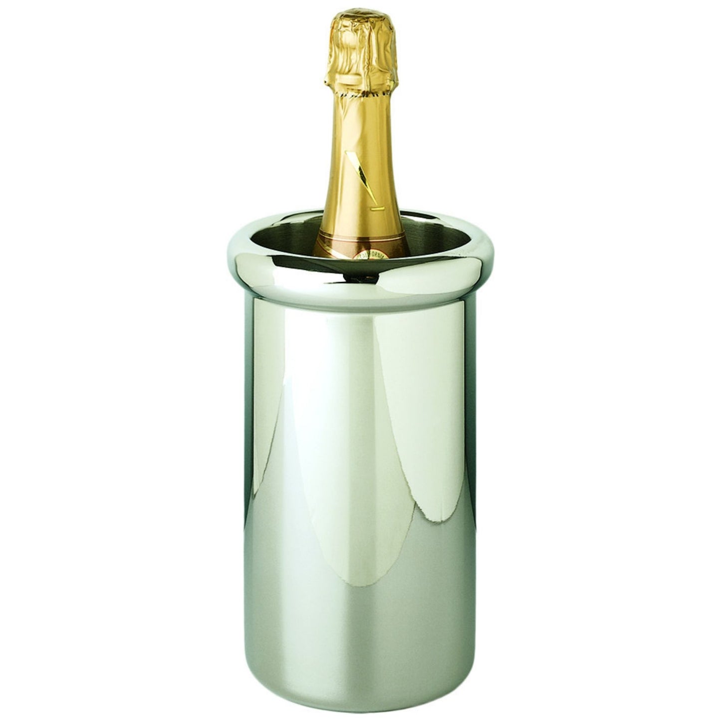 stainless steel wine chiller on white background