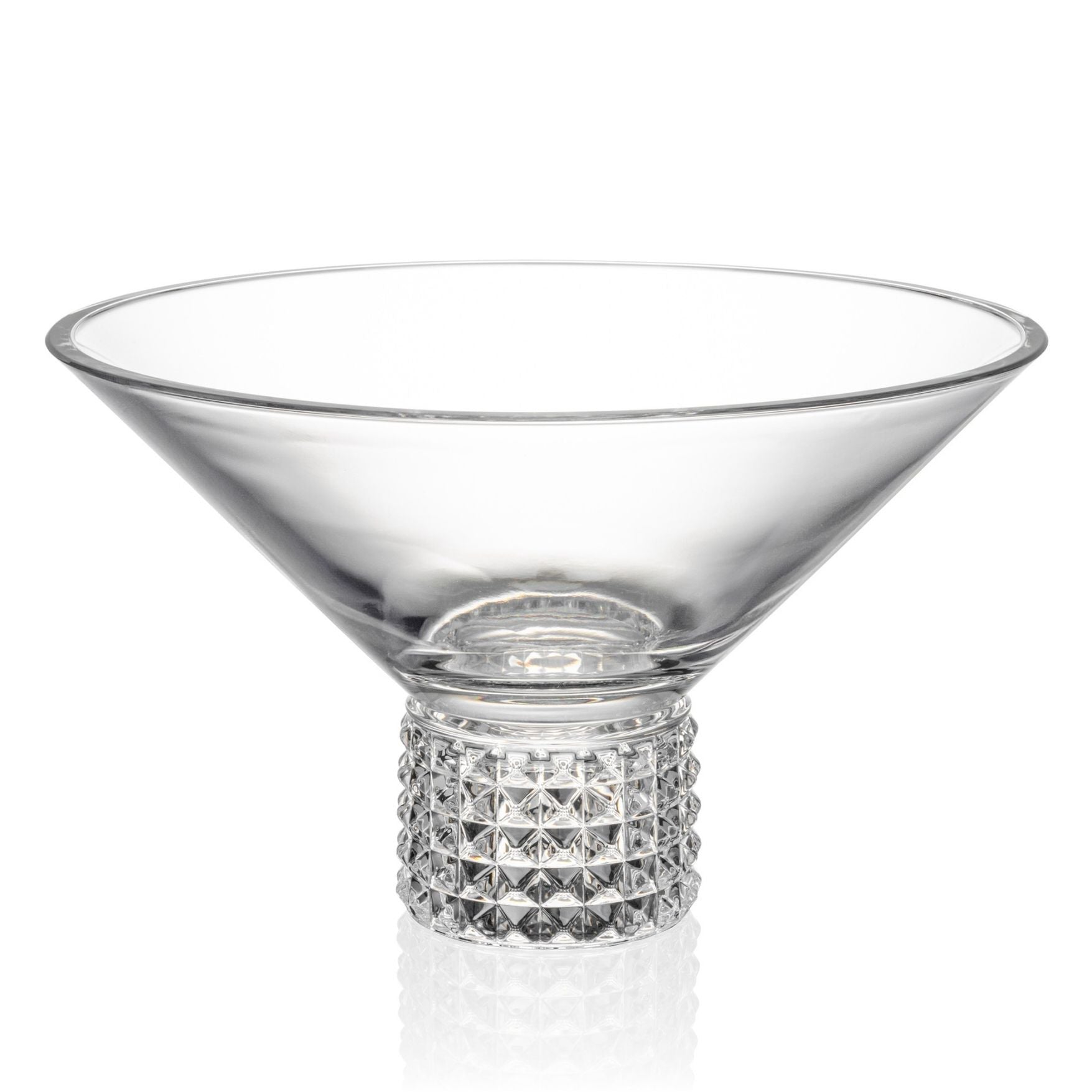 Studded crystal pedestal bowl  white background side view