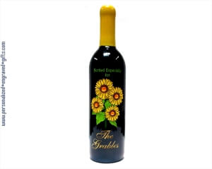 Engraved Wine Bottles - Sunflowers - Personalized Engraved Gifts