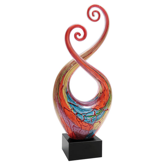 art glass award with orange turquoise coloring