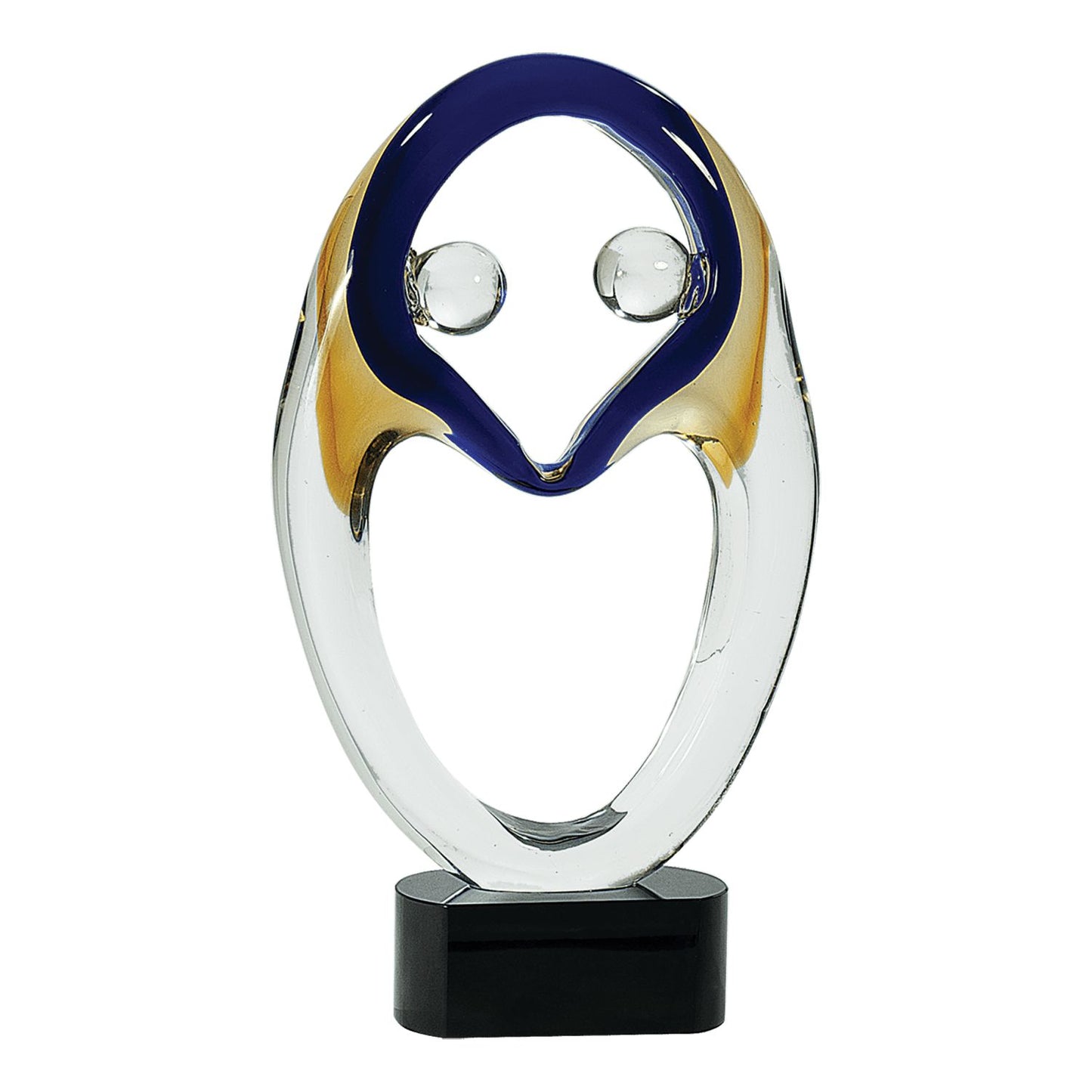 Engraved Art Glass Figures Award on Black Base ~ Jubilant