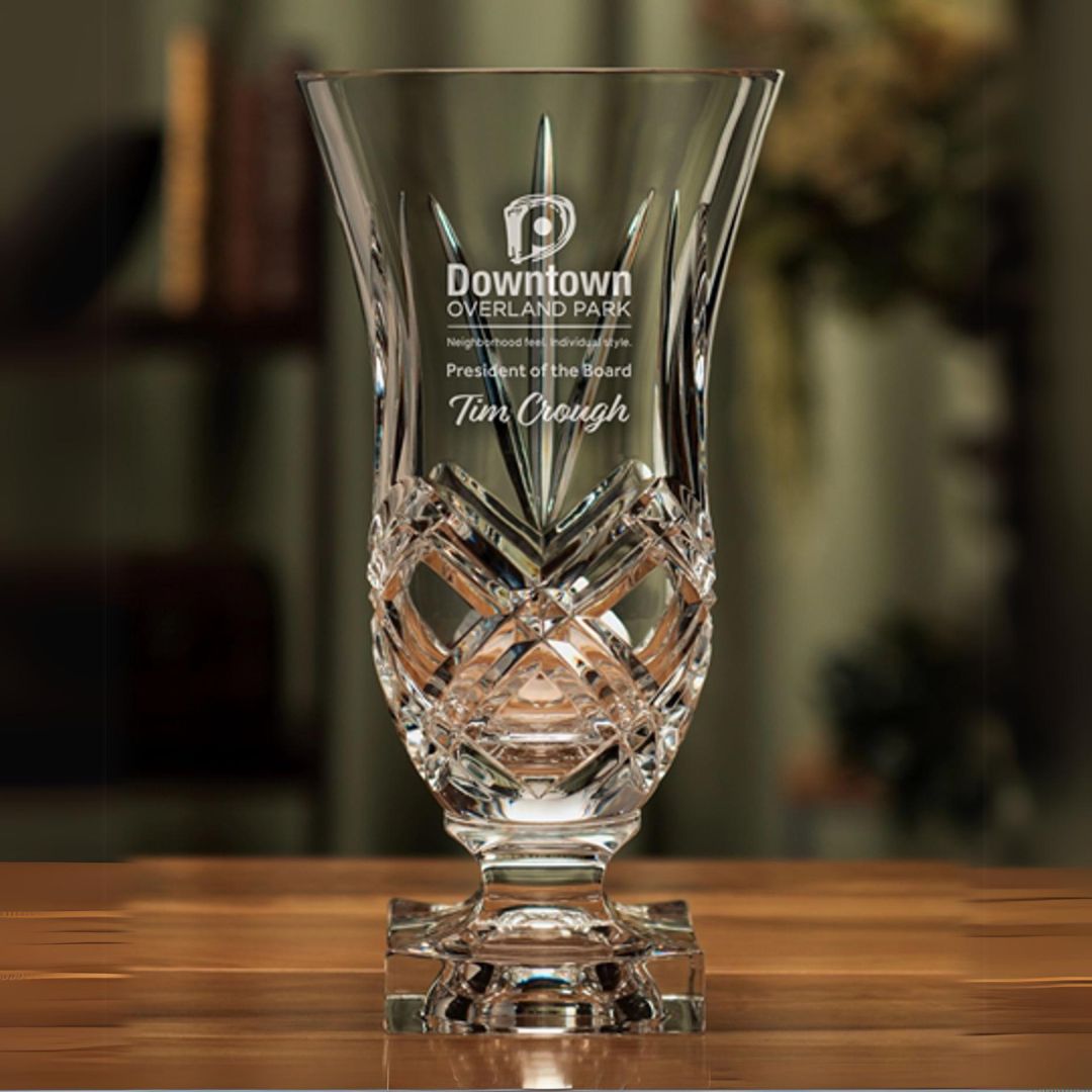 Personalized Engraved Crystal Trophy Vase ~ Ronda - Personalized Engraved Gifts