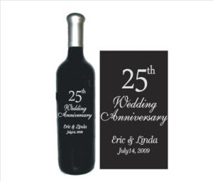 Engraved Wine Bottles - Wedding Anniversary Design 1 - Personalized Engraved Gifts