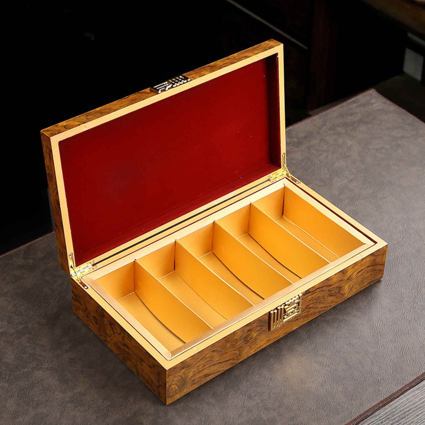 wooden teabox  opened 
